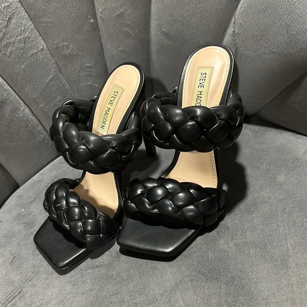 Steve Madden Black Braided Heels